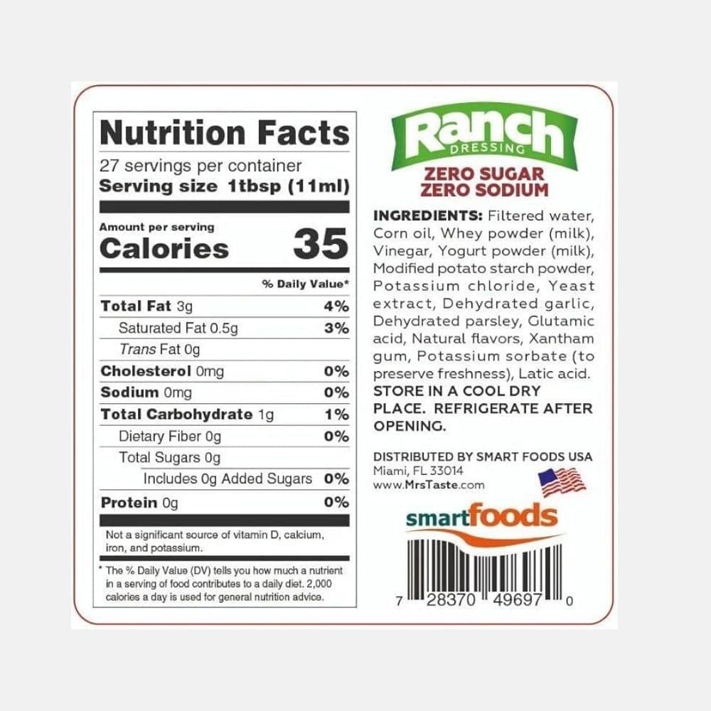 Mrs Taste Zero Sugar Ranch Dressing 300ml 5