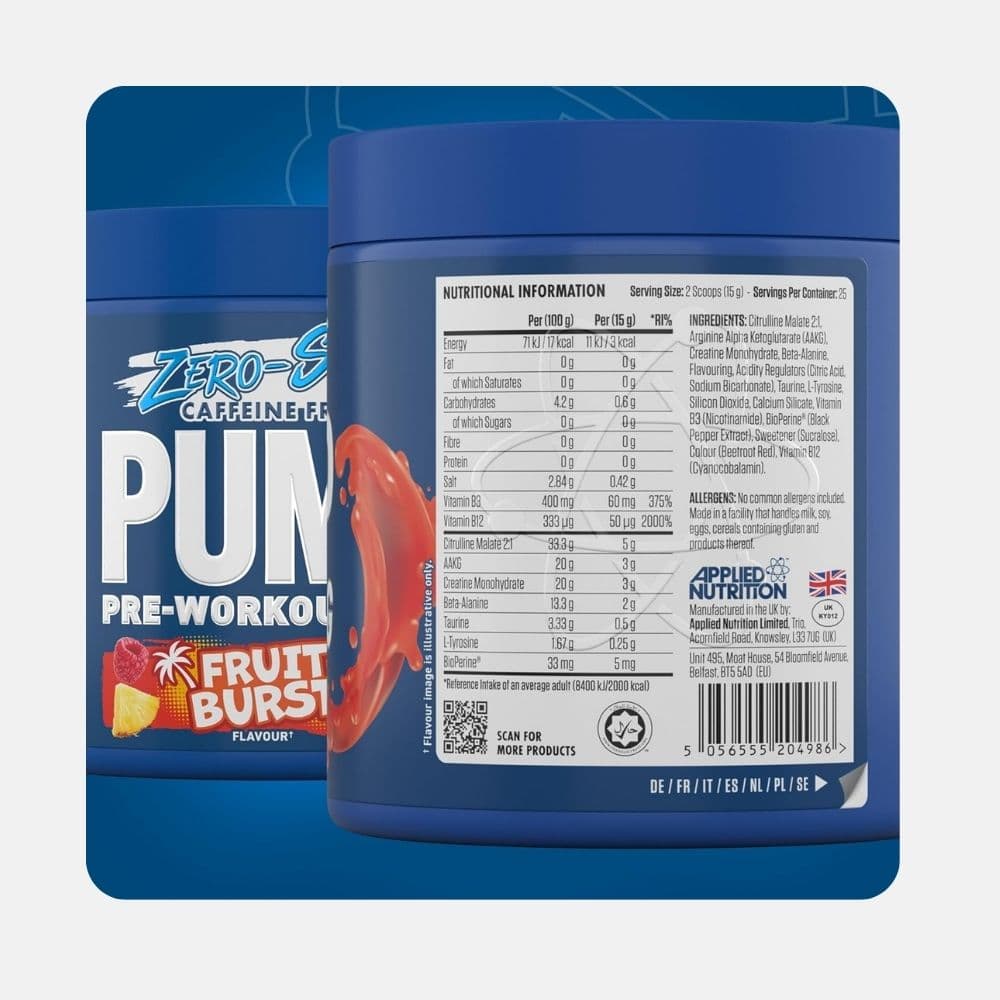 Applied Nutrition Pump Zero Stimulant-Free Pre-Workout 375g 2