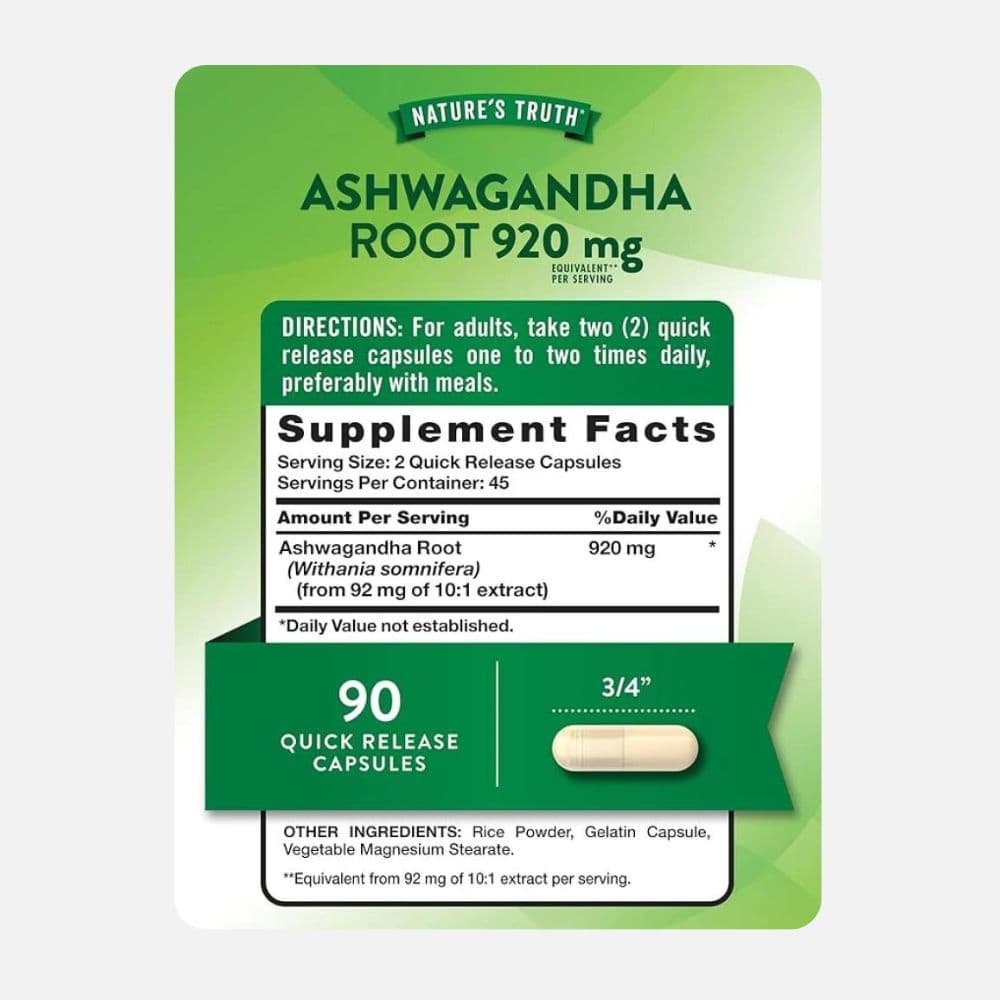 Ashwagandha Root Extract 920 mg - 90 Capsules 2